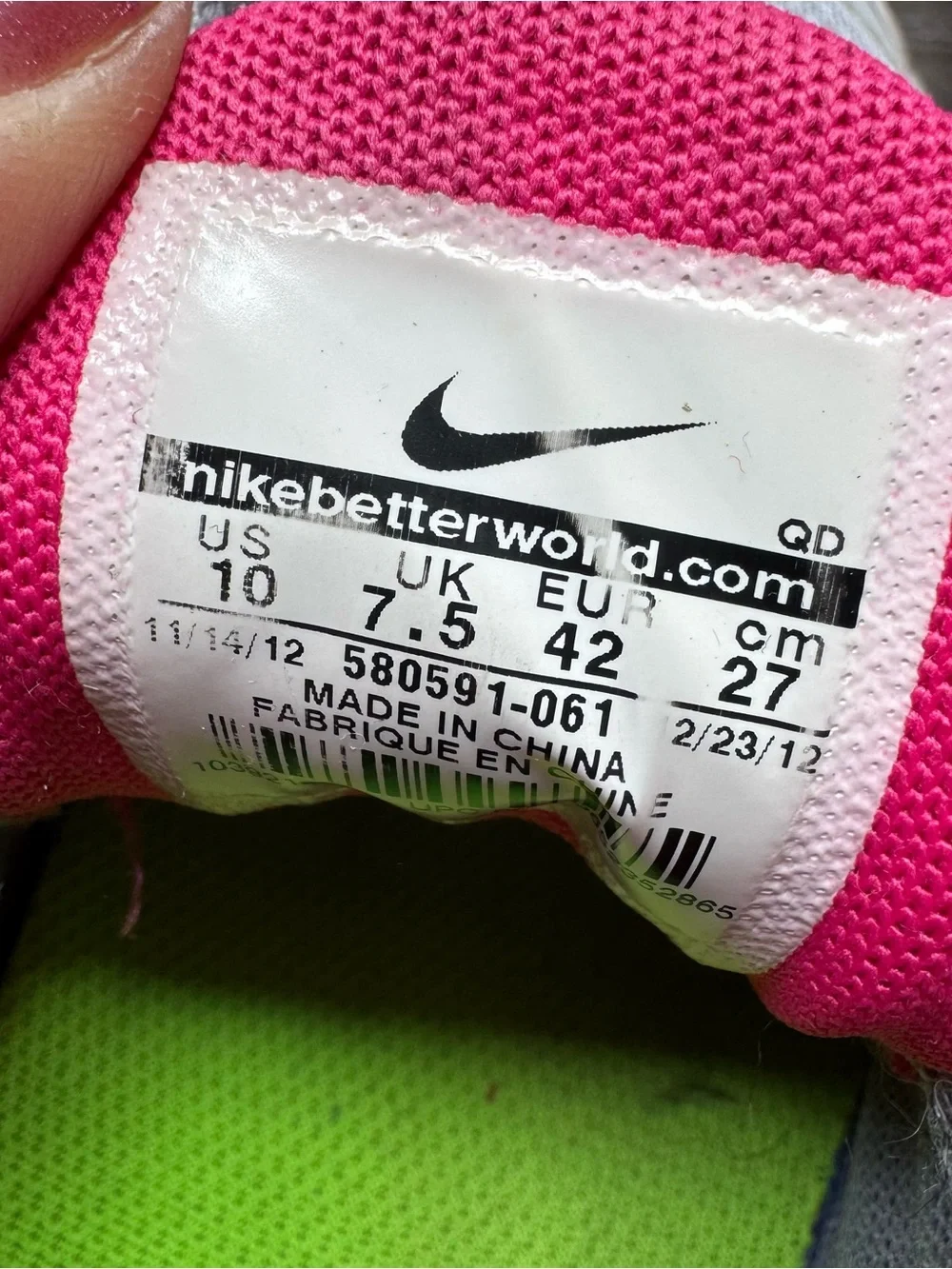 Nike Women’s Gray and Hot Pink Athletic Running Sneakers